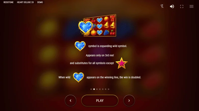 Heart Deluxe 2x - Conjunto de Símbolos: Sete, Sino, Frutas