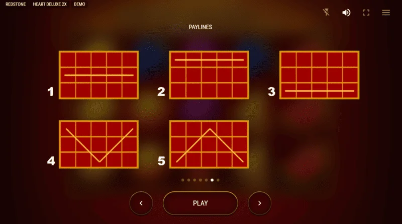 Heart Deluxe 2x - Esquema de cinco linhas de pagamento da esquerda para a direita